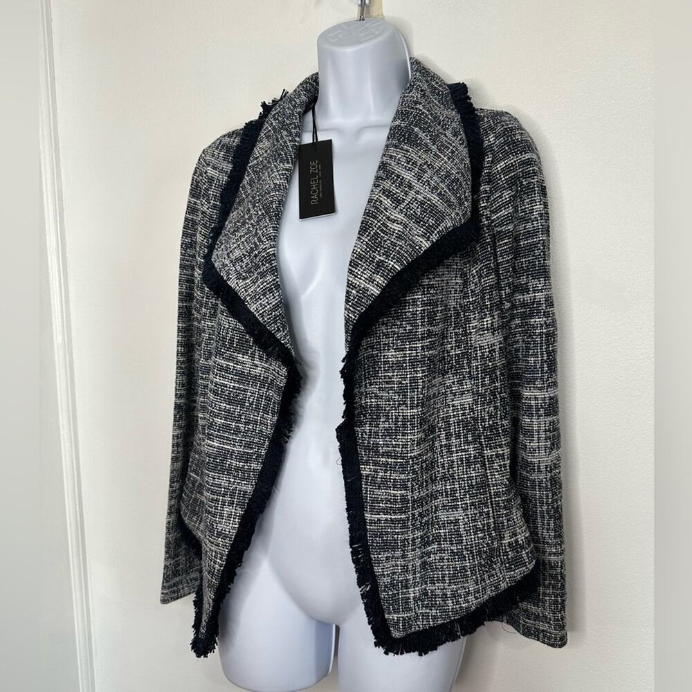 NWT Rachel Zoe Navy Tweed Fringe Jacket Size XS - Picture 5 of 8